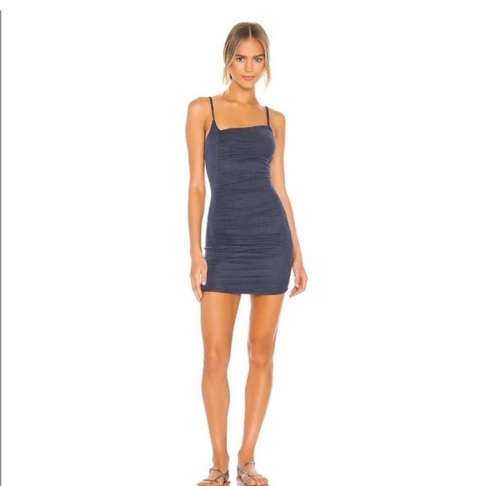 NWT House of Harlow x REVOLVE Yael Ruched Mini Dress Navy Blue | M